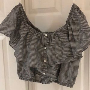 Striped, button down crop top